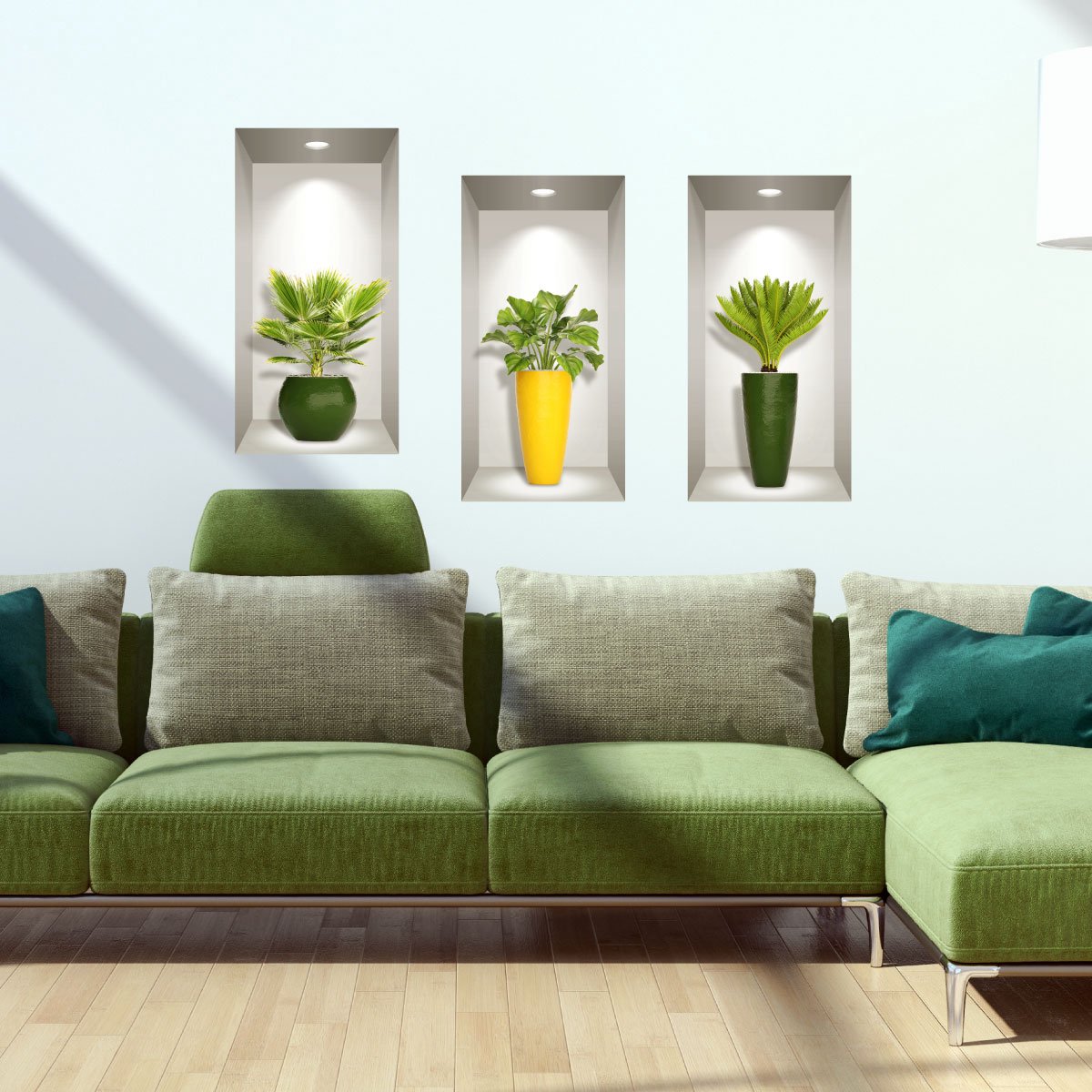 Ambiance Sticker 3D plantensticker met palmbladeren, 80 x 120 cm Multi color