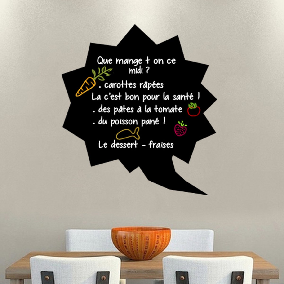 Ambiance Sticker Schoolbordsticker - uitwisbare zelfklevende muurstickers - ARTISTIC BUBBLE - 50x45cm Multi color