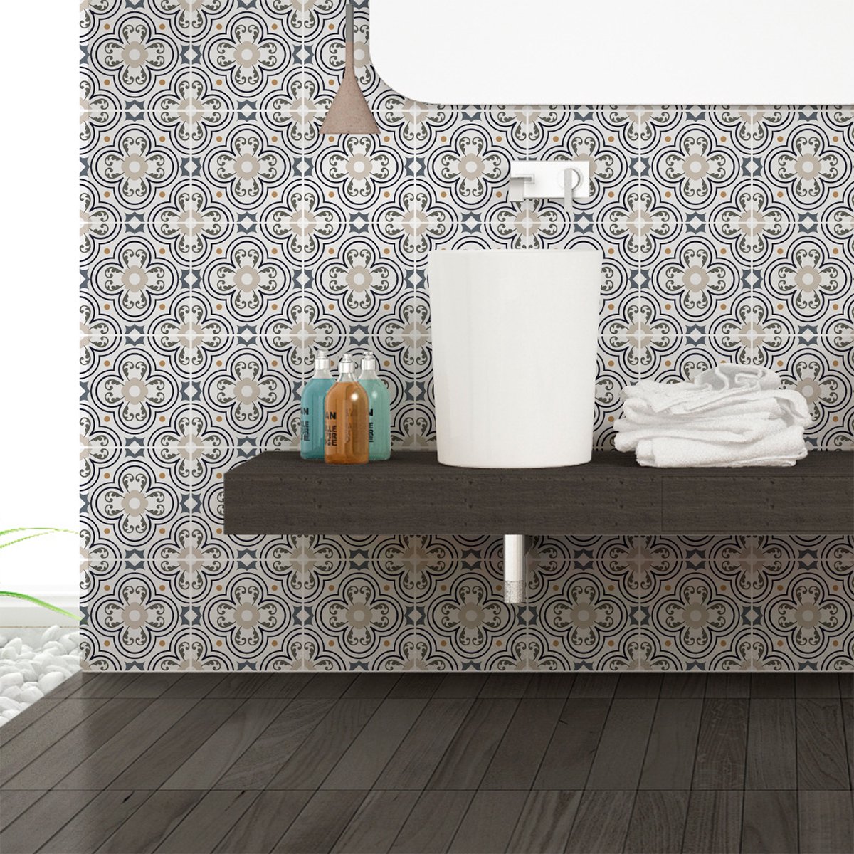 Ambiance Sticker Zelfklevende tegelmuurstickers voor keuken en badkamer - 60 Guido Azulejos cementtegelstickers - 60 stickers 10x10cm Multi color