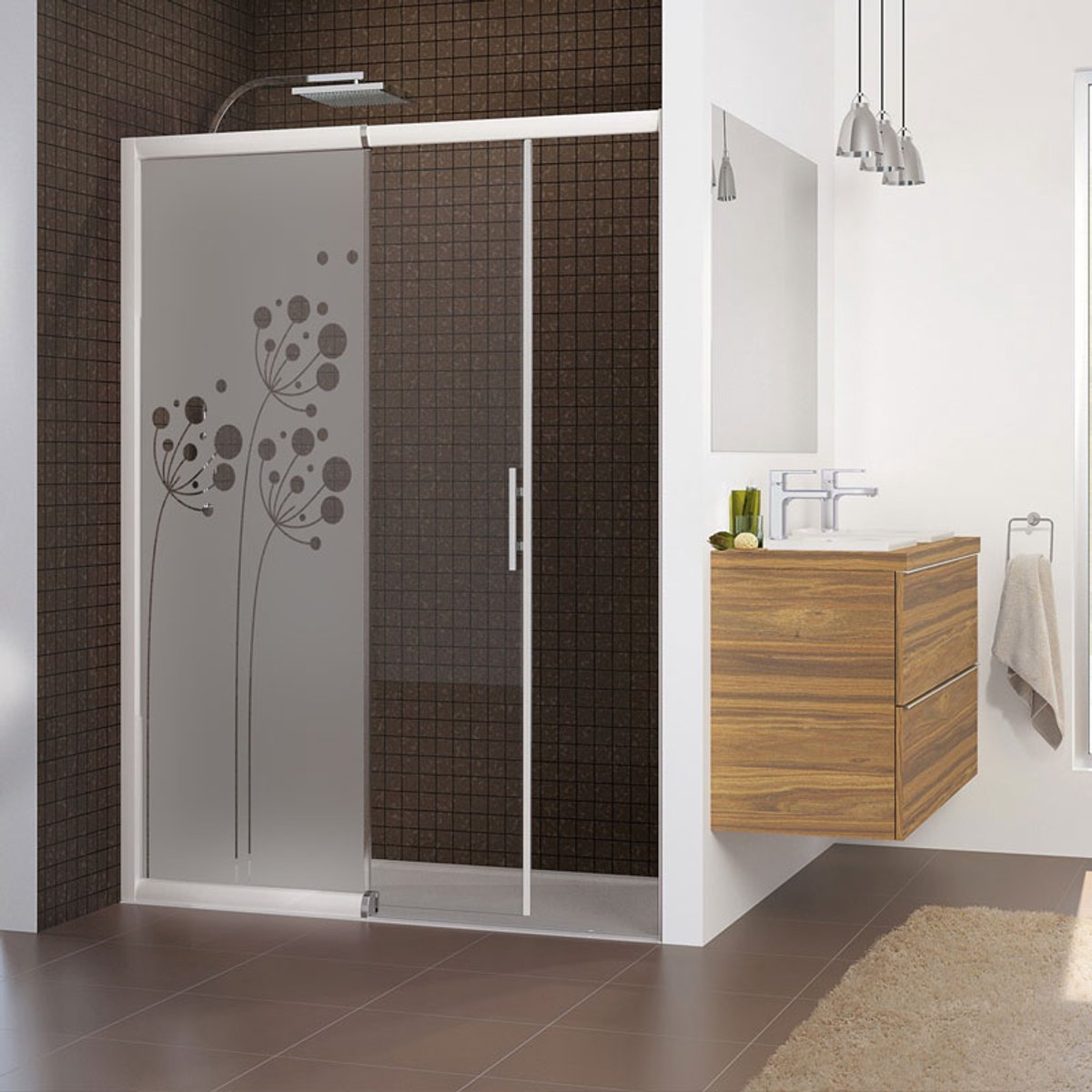 Privacy raamfolie - Artistieke bloemen - Zelfklevende raamfolie voor ramen en douchedeuren