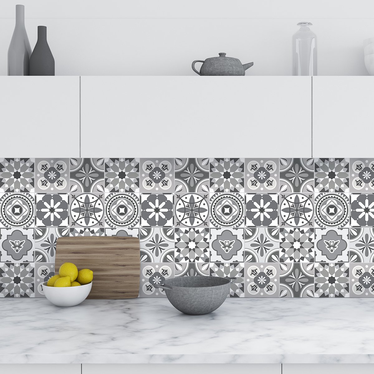 Ambiance Sticker Zelfklevende tegelmuurstickers voor keuken en badkamer - 9 Azulejos Amaury tegelstickers - 9 stickers 10x10cm Multi color