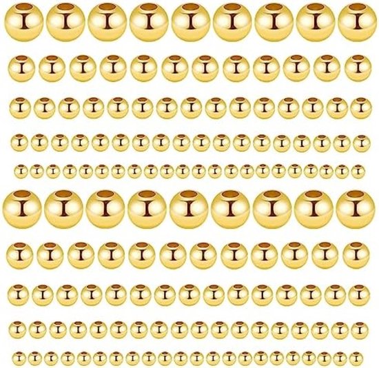 Beebeecraft 200 stuks 24K goud geplateerde messing ruimtekralen 3,5/4/5/6 mm ronde gladde kralen, niet verkleurend, naadloos voor het maken van kettingen, armbanden, oorbellen, sieraden Beebeecraft 200 stuks 24K goud geplateerde messing ruimtekralen 3,5/4/5/6 mm ronde gladde kralen, niet verkleurend, naadloos voor het maken van kettingen, armbanden, oorbellen, sieraden