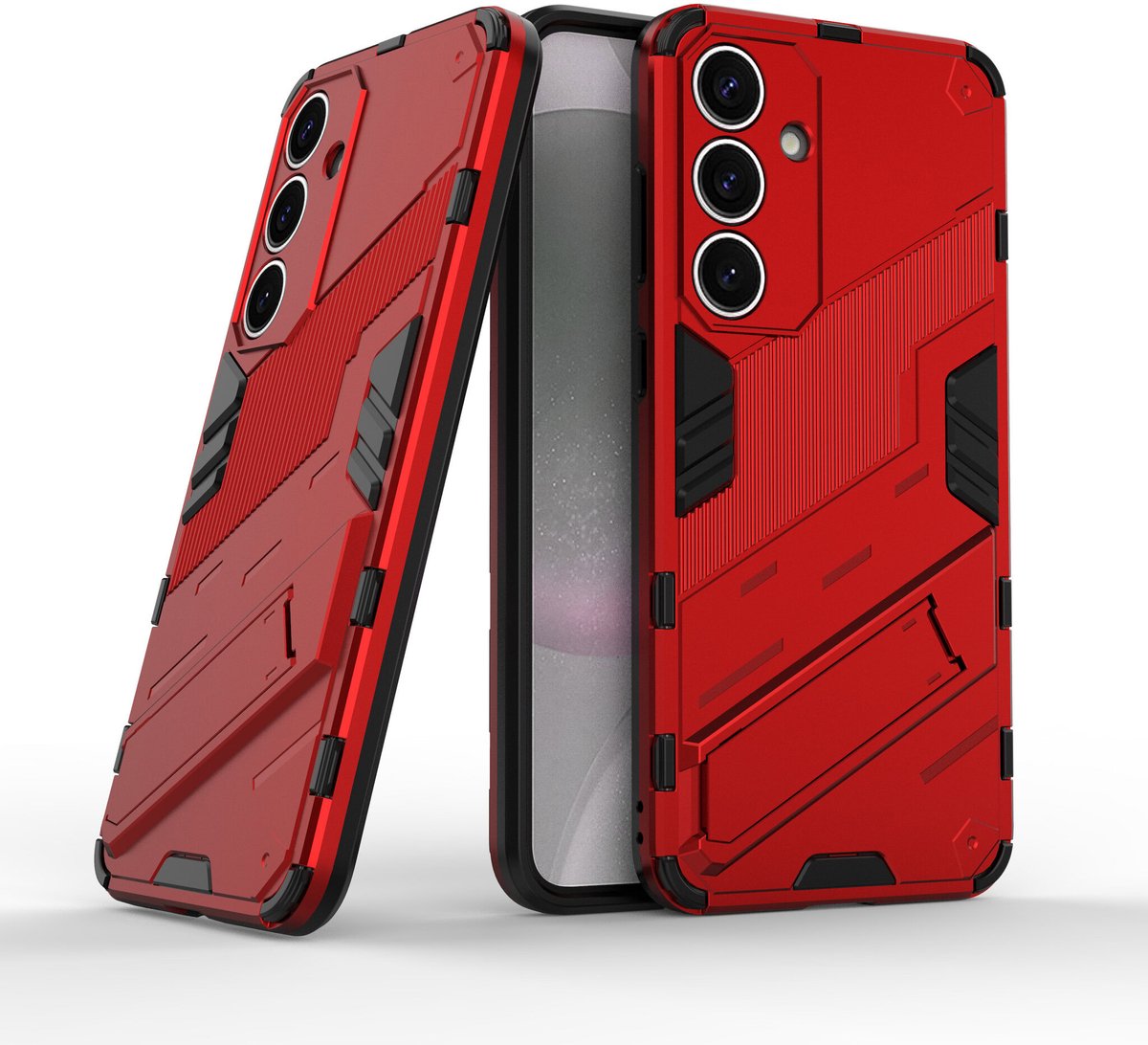 Solidenz StandGuard Xtreme geschikt voor Samsung Galaxy S25 hoesje - Rood
