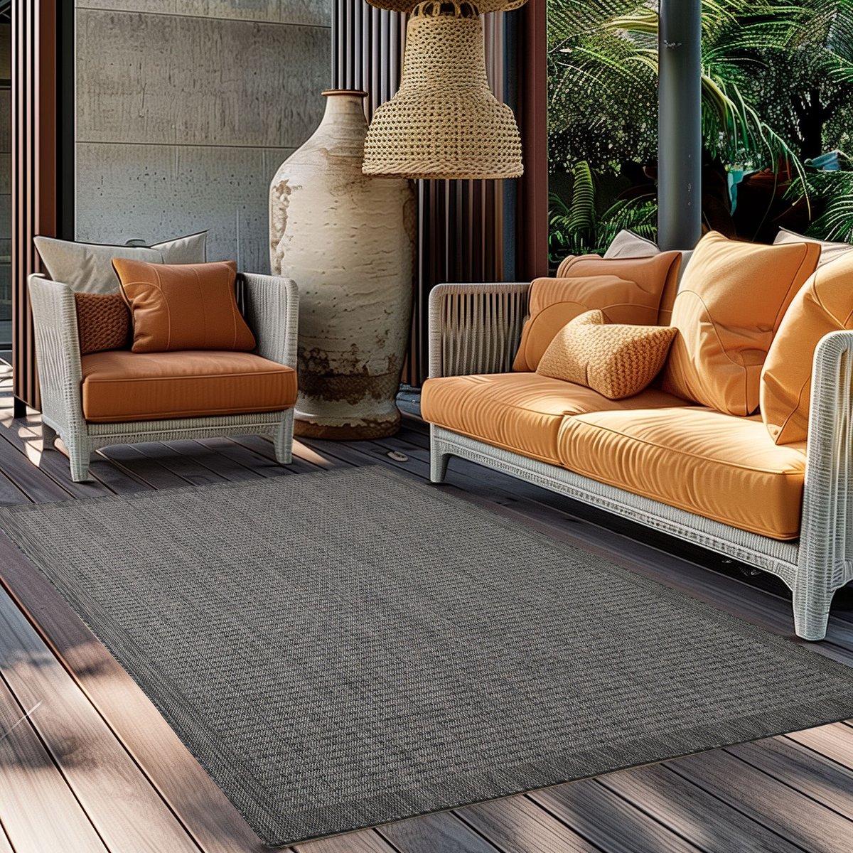 Muratap Tapijtenloods Solid Binnen en Buiten - Vloerkleed - Indoor & Outdoor - Laagpolig Effen - Zwart- 120x170 CM