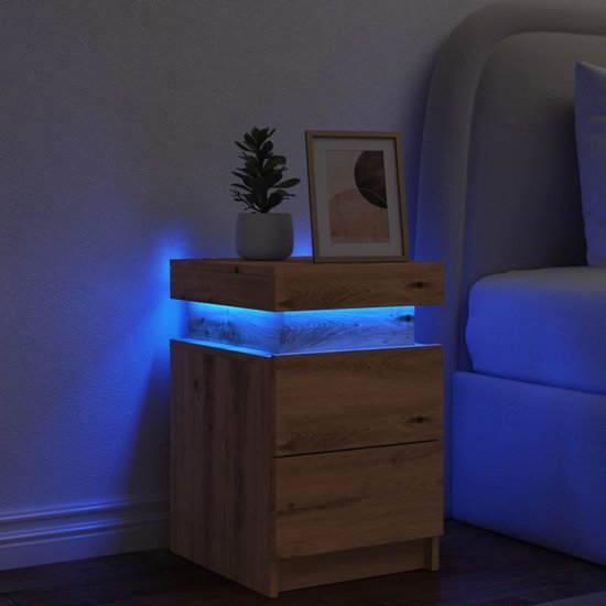 Nachtkastje met LED-verlichting 35x39x55 cm sonoma eikenkleurig