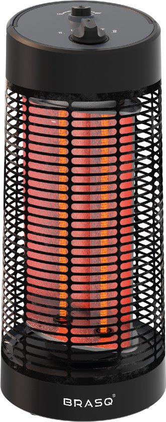 BRASQ Elektrische Terrasverwarmer staand – Tafelmodel - 1200 watt - 2 Warmtestanden – met Zwenkfunctie - Infrarood Heater – Spatwaterdicht - Verwarming Voor Binnen en Buiten - Zwart