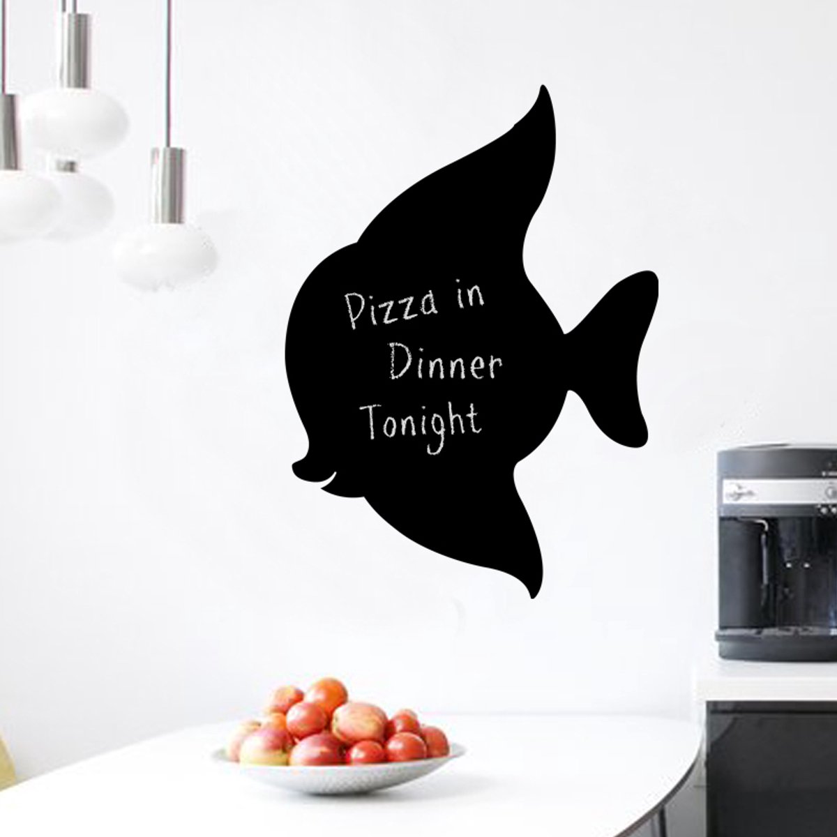 Ambiance Sticker Schoolbordsticker - uitwisbare zelfklevende muurstickers - VIS SILHOUET - 95x65cm Multi color