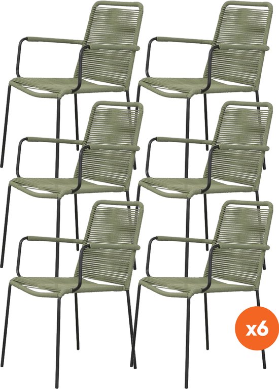 Set van 6 – Denver Rope stapelbare stoel – Groen