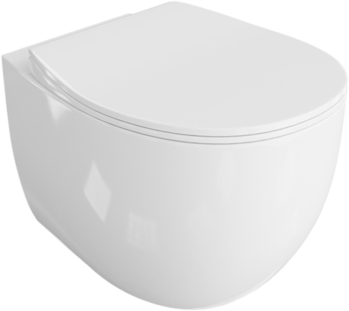 LAVITA® Compact Toiletpot Hangtoilet Mondo - Wit Hoogglans - Hangend Rimless Randloos Toilet - Toiletbril Softclose zitting - Wandcloset Badkamer WC