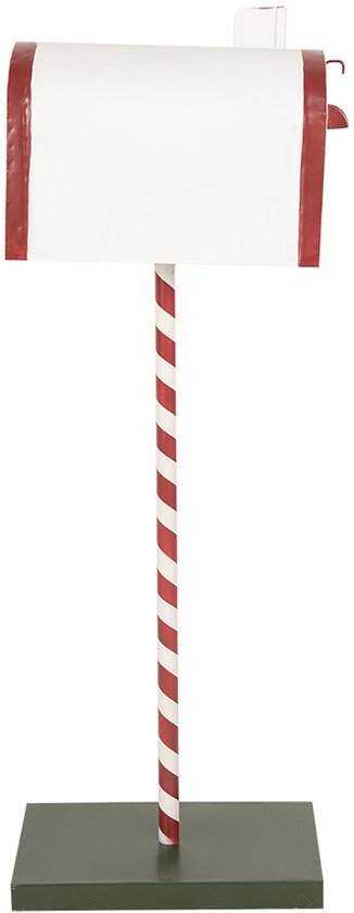 Clayre & Eef Décoration de Noël Boîte aux lettres 19x33x92 cm Blanc Rouge Métal