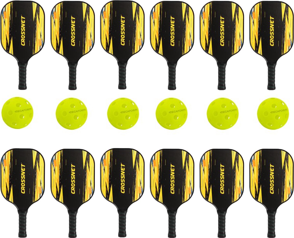 Crossnet - Pickleball schoolset pro - Set van 12 rackets en 6 ballen