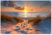 Affiche de jardin 120x80 cm - Décoration de jardin Coucher de soleil - Dunes - Plage - Mer - Affiche pour le jardin - Décoration extérieure - Tableau de jardin clôture - Décoration murale sur toile de jardin - Décoration murale sur toile de balcon