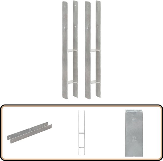 6x Einschlagbodenhülse verzinkt 71x71x750mm Einschlaghülse