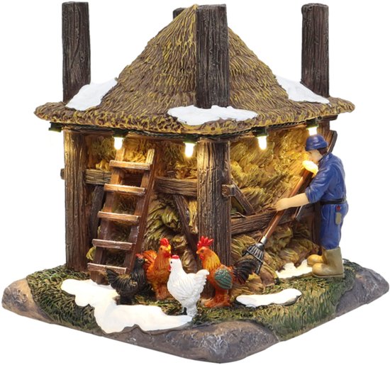 Santaville - Haystack with Hay Bales with LED Polyresin 15cm
