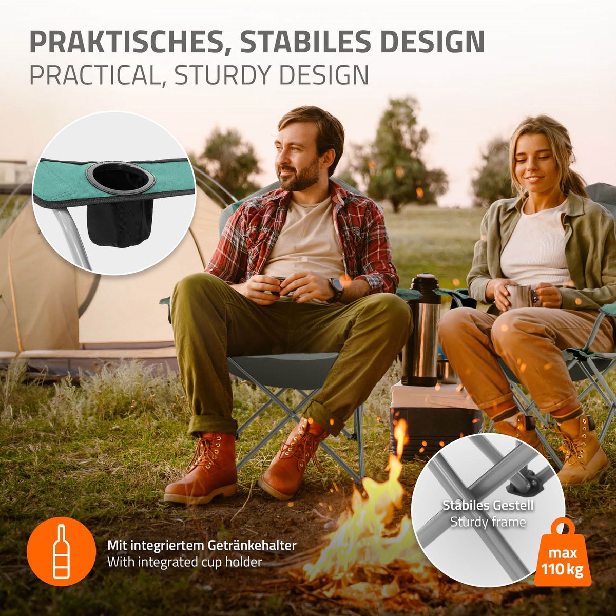 Opvouwbare campingstoel grijs-turquoise opvouwbare visstoel met bekerhouder & draagtas — cadeau in Sport & Outdoor - foto 7