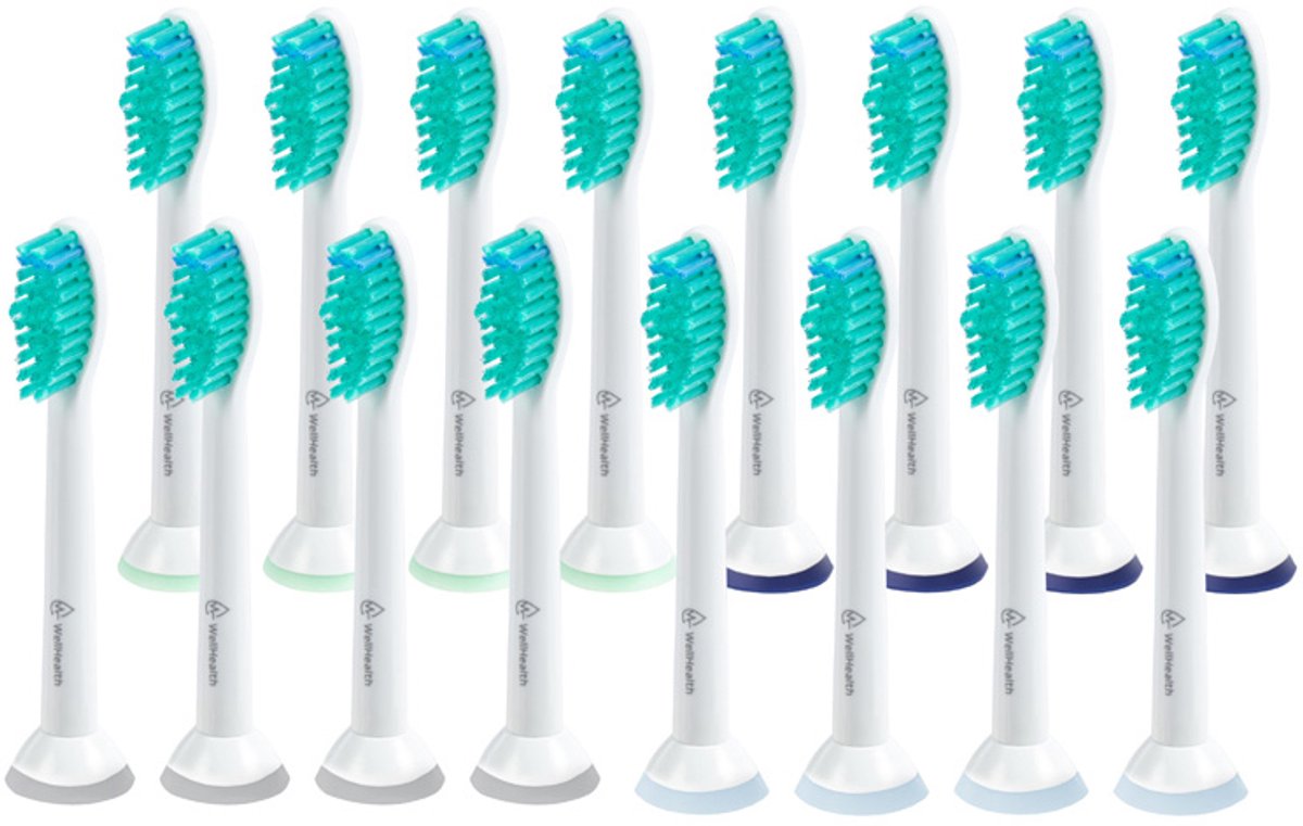 Wellhealth - Set van 16 of 32 universele opzetborsteltjes voor je elektrische tandenborstel - Geschikt voor Philips Sonicare/Flexcare - 32 opzetborsteltjes