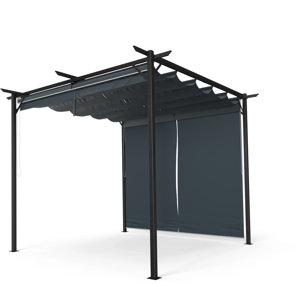 Blumfeldt Pergola 3x3 m - Weerbestendig polyester dak, Stalen frame met poedercoating, Zijgordijnen, Eenvoudige montage, Kan het hele jaar door worden gebruikt