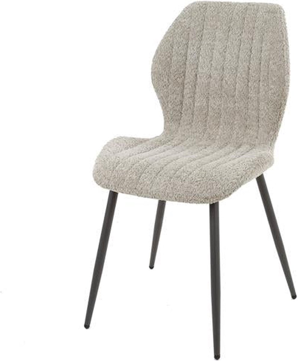 Dimehouse Set van 4 Eetkamerstoelen Bouclé Chantal - Met Armleuningen Grijs
