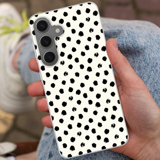 Coque de téléphone compatible avec Samsung Galaxy S25 - Pois - Zwart - Wit - Imprimé - Minimaliste - Siliconen Coque de téléphone Coque de téléphone