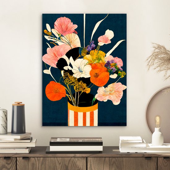 Décoration murale Métal - Aluminium Peinture Industriel - Fleurs - Vase - Tableau - Plantes - 30x40 cm - Dibond - Photo sur aluminium - Décoration murale industrielle - Pour le salon/chambre