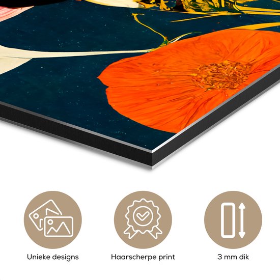 Décoration murale Métal - Aluminium Peinture Industriel - Fleurs - Vase - Tableau - Plantes - 80x60 cm - Dibond - Photo sur aluminium - Décoration murale industrielle - Pour le salon/chambre