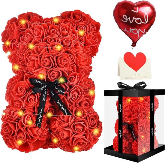 Liefdevolle Rozenbeer van 25 cm - Een Teder Bloemengeschenk