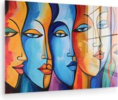 MuchoWow® Glasschilderij 180x120 cm - Schilderij acrylglas - Hoofd - Olieverf - Schilderij - Kleurrijk - Foto op glas - Muurdecoratie woonkamer - Wanddecoratie slaapkamer - Schilderijen