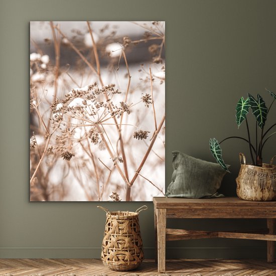 Tableau aluminium 90x120 cm - Décoration murale métal - Fleurs séchées - Wit - Plantes - Décoration murale métal salon - Décoration industrielle - Photo sur dibond - Accessoires industriels chambre