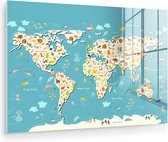 MuchoWow® Peinture sur verre 60x40 cm - Peinture sur verre acrylique - Wereldkaart - Enfants - Animaux - Enfant - Garçons - Meiden - Photo sur verre - Peintures