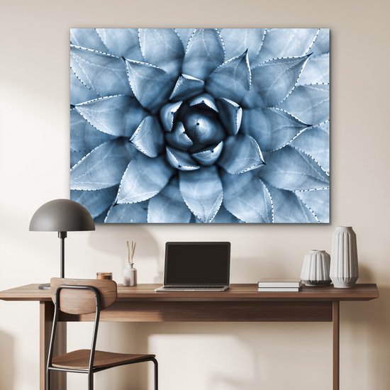 Aluminium schilderij 120x90 cm - Wanddecoratie metaal - Planten - Blauw - Natuur - Metalen muurdecoratie woonkamer - Decoratie industrieel - Foto op dibond - Industriële accessoires slaapkamer