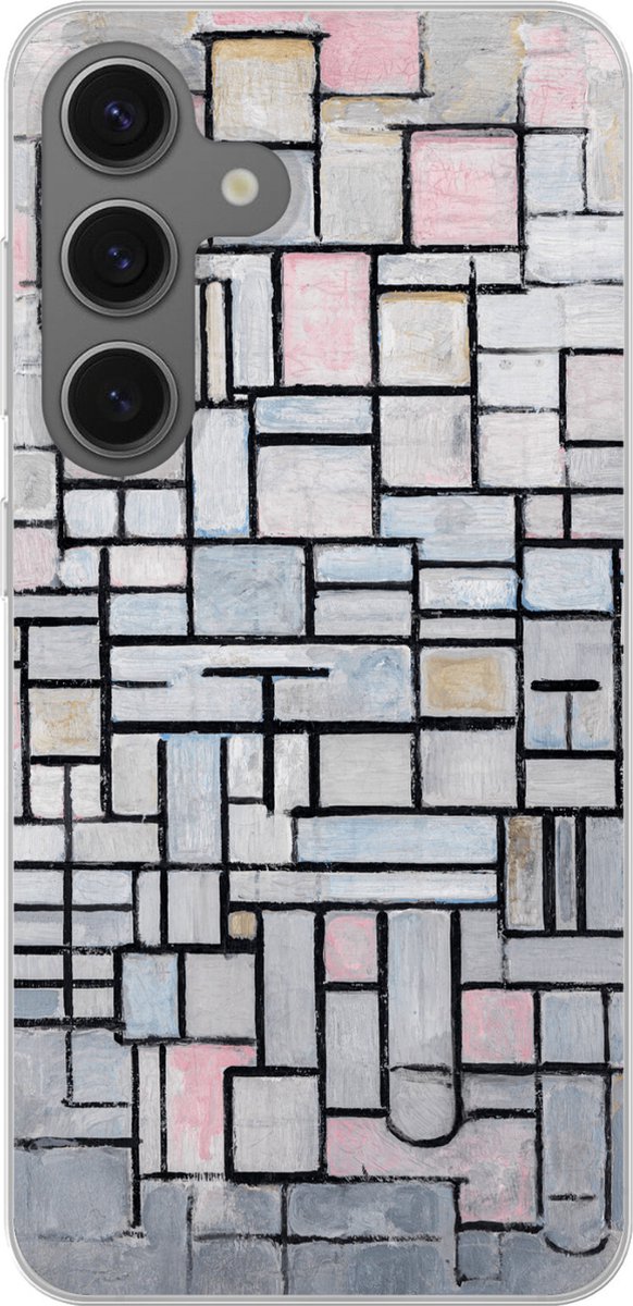 Telefoonhoesje Geschikt voor Samsung Galaxy S25 hoesje - Compositie 6 - Mondriaan - Kunst - Siliconen Telefoonhoesje Telefoonhoesje