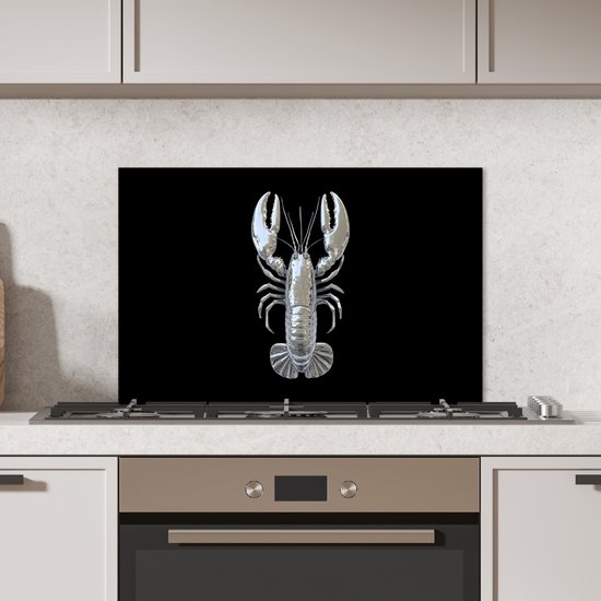 Crédence de Cuisinière en Aluminium 70x50 cm - Homard - Argent - Métallique - Luxe - Écran Pare-éclaboussures pour Plaque de Cuisson - Protection Murale