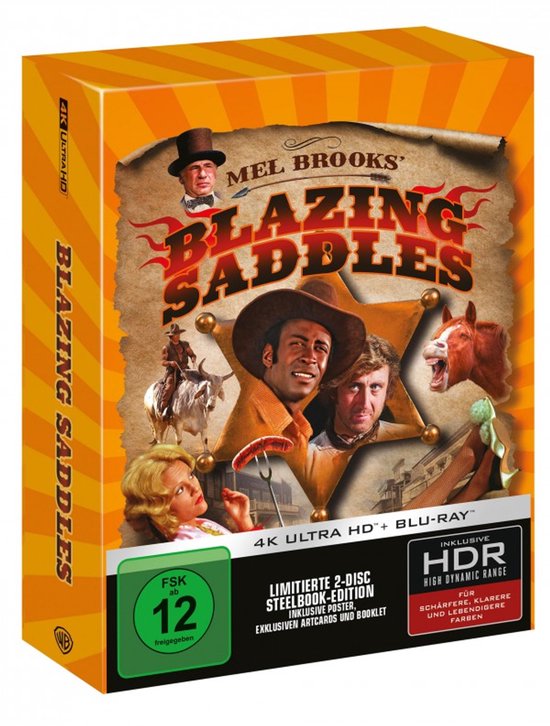 Gelimiteerde 2-disc steelbook-editie van Mel Brooks' Blazing Saddles (4K Ultra HD + Blu-ray).
