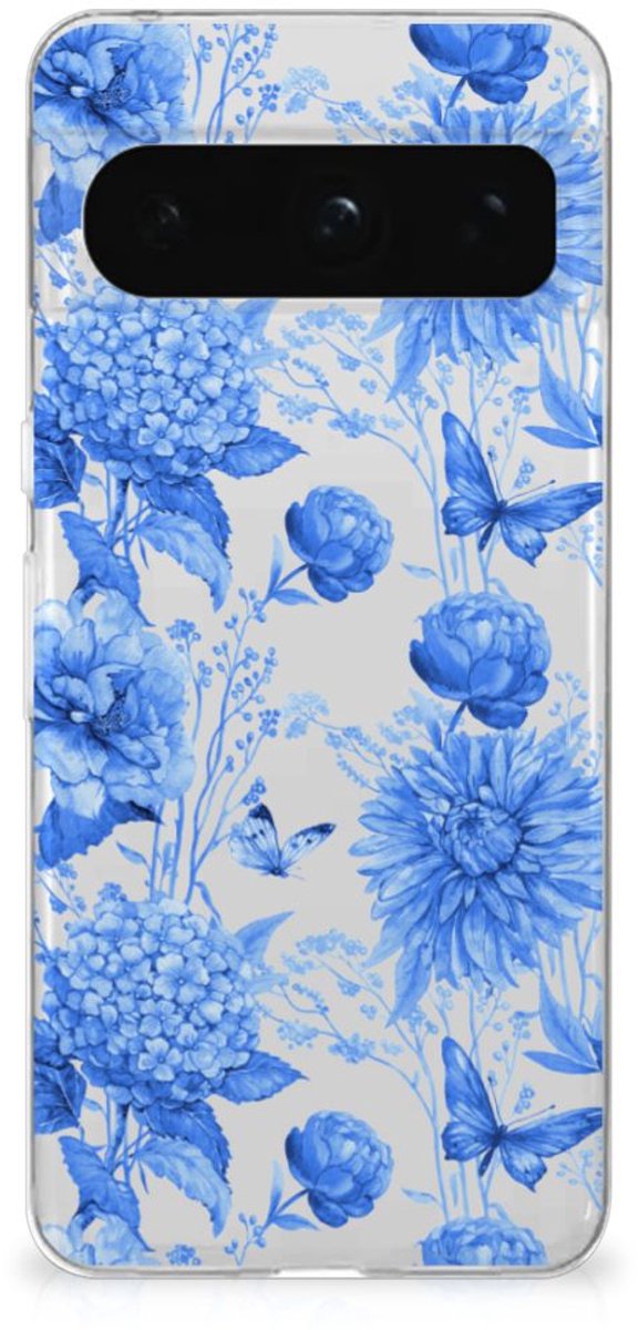 TPU Case voor Google Pixel 8 Pro Flowers Blue