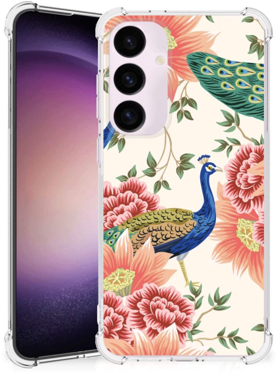 Case Anti-shock voor Samsung Galaxy S24 Plus Pink Peacock