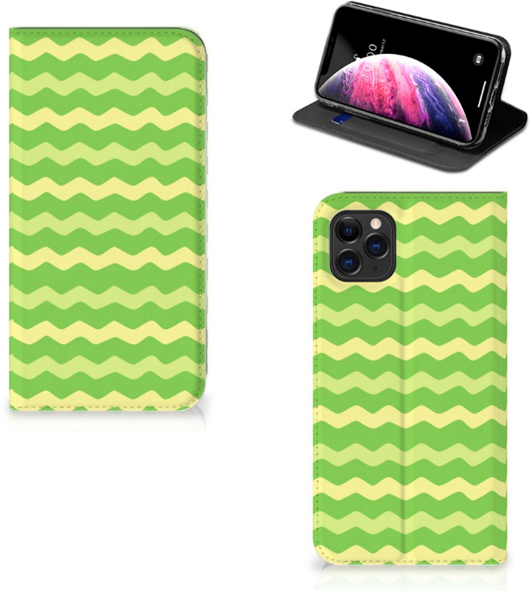 Apple iPhone 11 Pro Max Hoesje met Magneet Waves Green