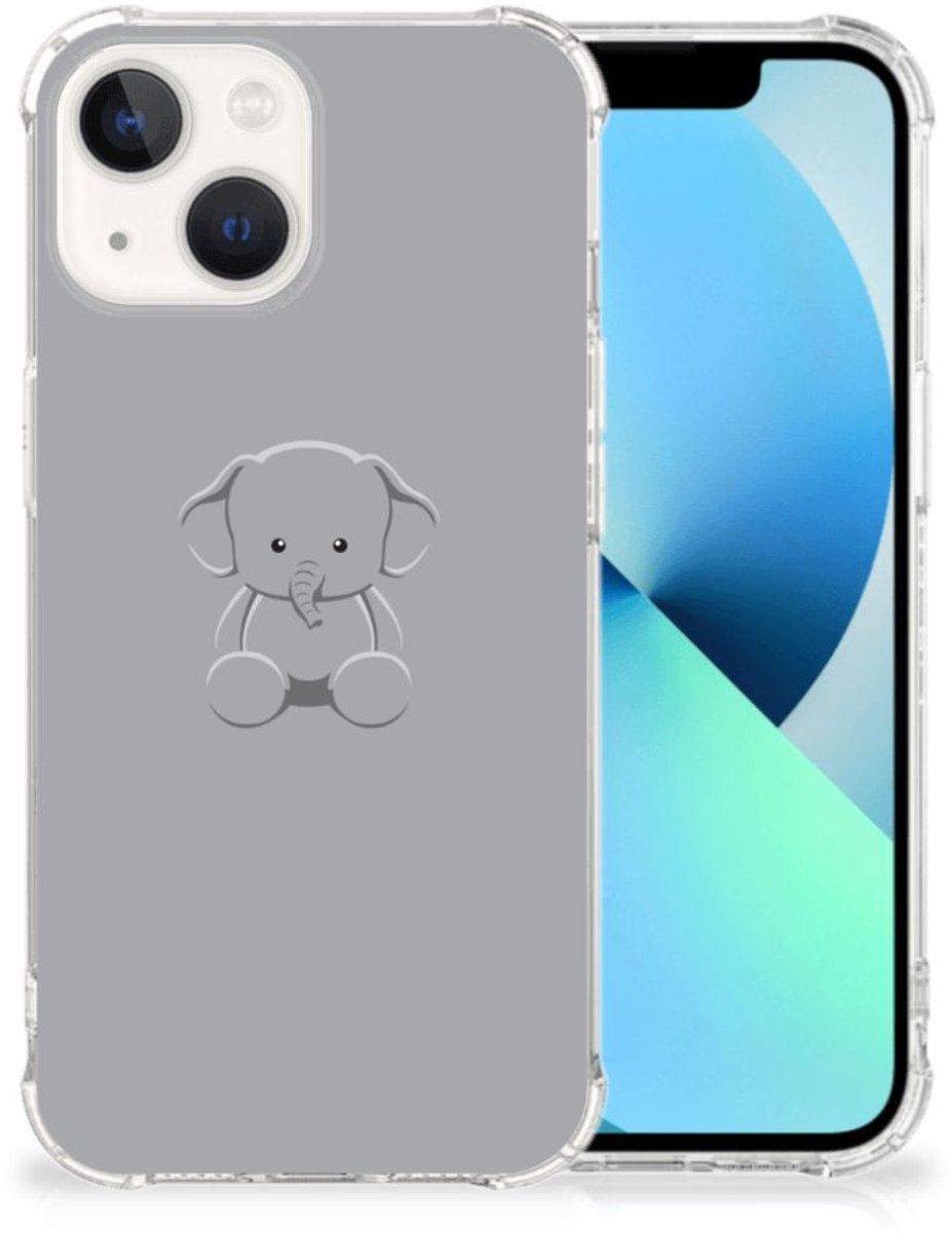 iPhone 13 Stevig Bumper Hoesje Grijs Baby Olifant