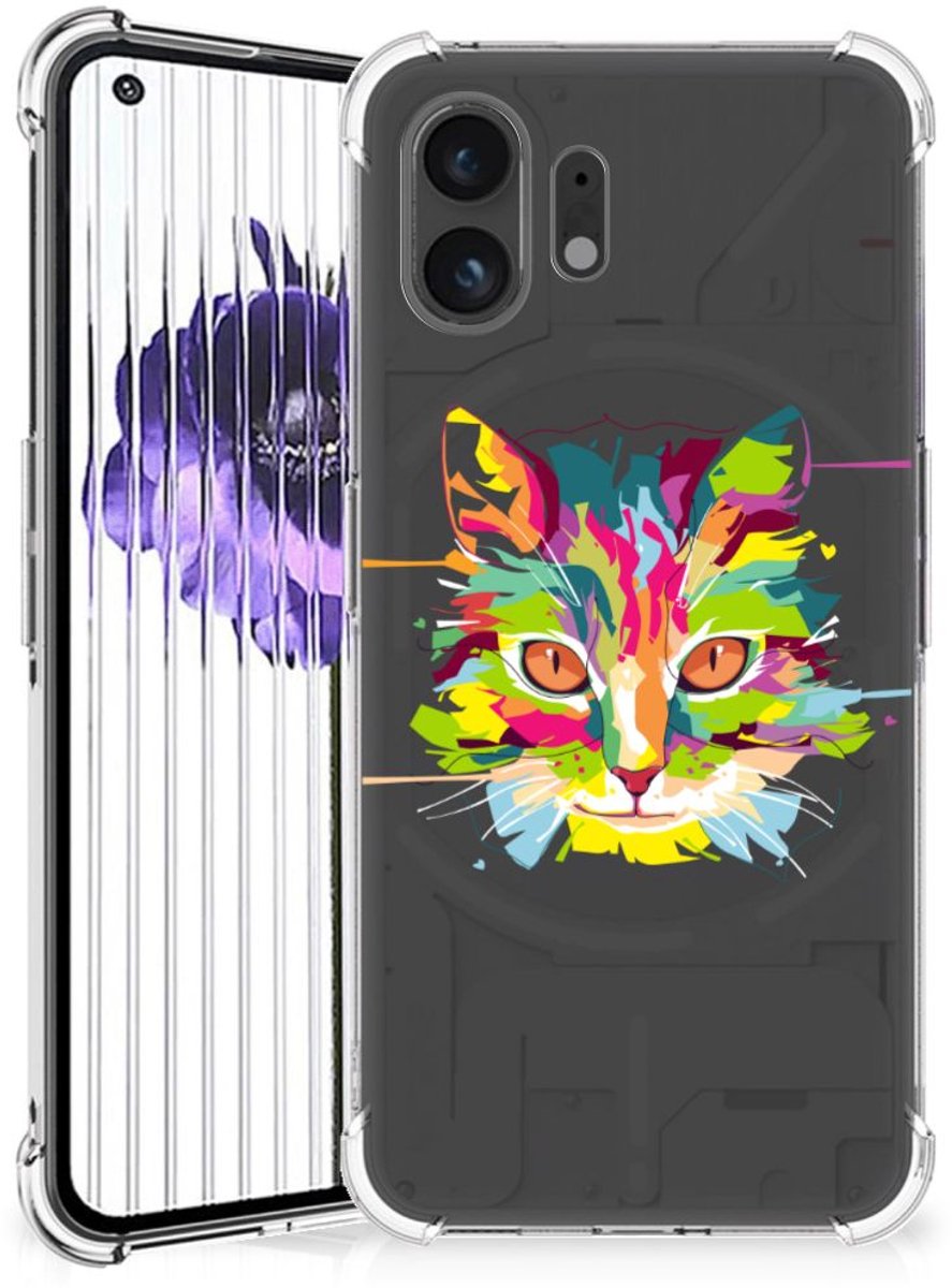 Back Cover voor Nothing Phone (2) Stevig Bumper Hoesje Cat Color