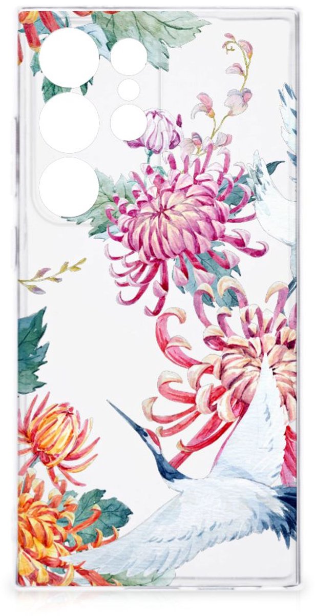 Samsung Galaxy S24 Ultra TPU Hoesje Bird Flowers