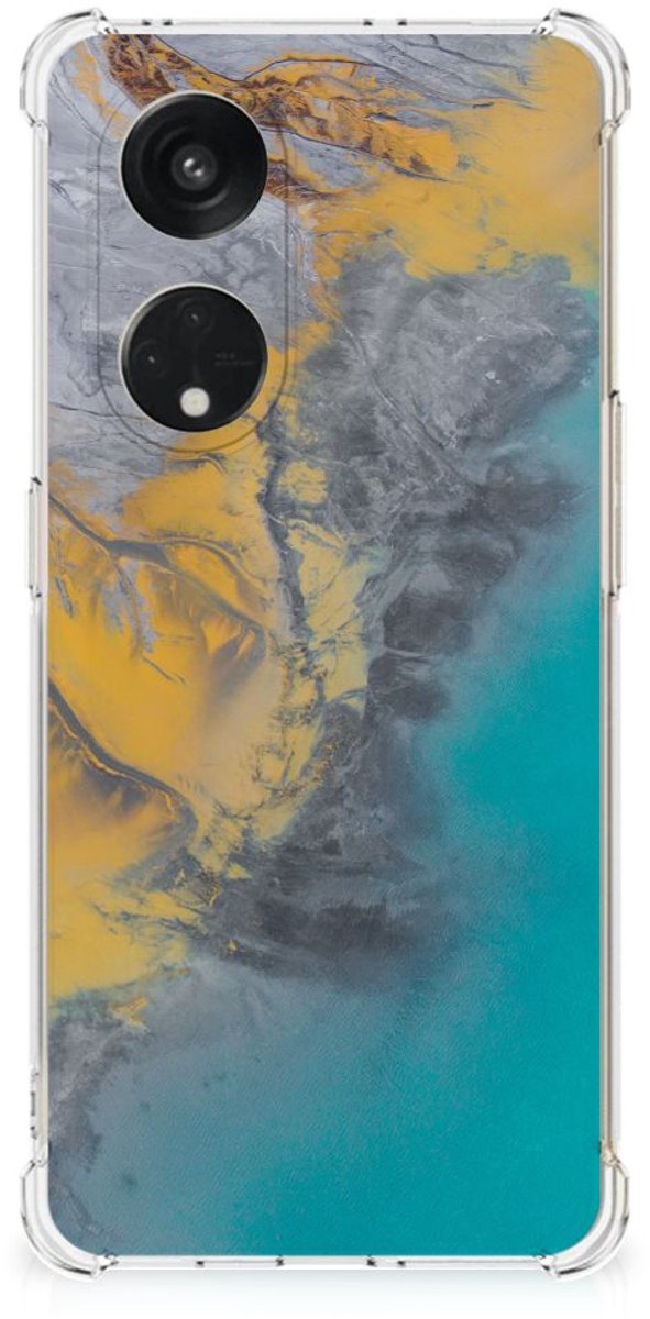 OPPO Reno8 T 5G Anti-Shock Hoesje Marble Blue Gold