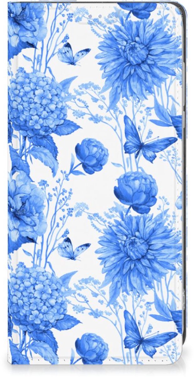 Smart Cover voor Motorola Moto G84 Flowers Blue