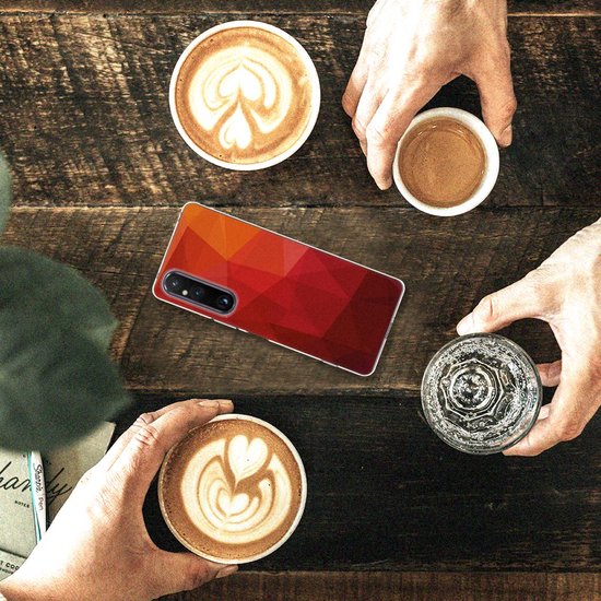 TPU Hoesje voor Sony Xperia 1 V Polygon Red
