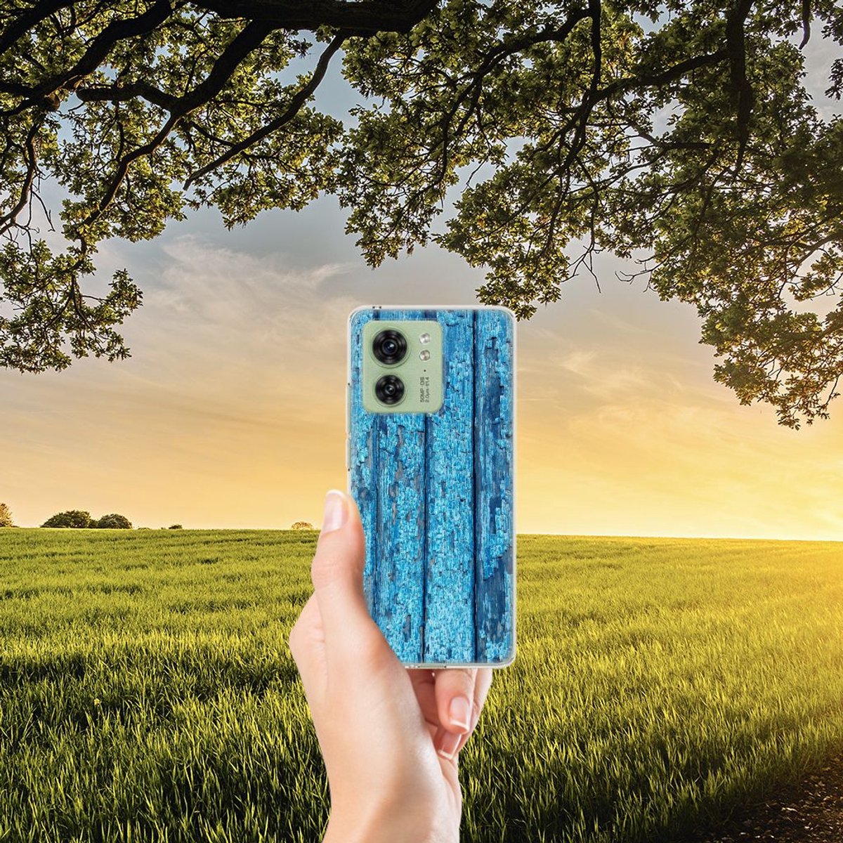 Motorola Edge 40 Bumper Hoesje Wood Blue