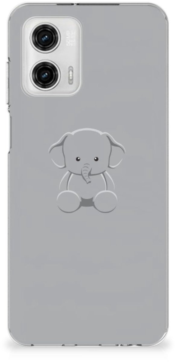 TPU Hoesje voor Motorola Moto G73 Telefoonhoesje met Naam Grijs Baby Olifant