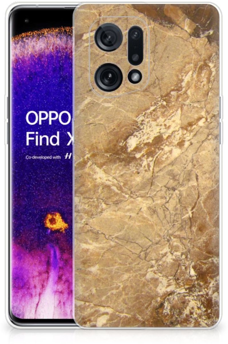 OPPO Find X5 TPU Siliconen Hoesje Marmer Creme