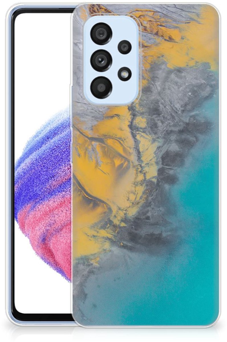 Samsung Galaxy A53 5G TPU Siliconen Hoesje Marble Blue Gold