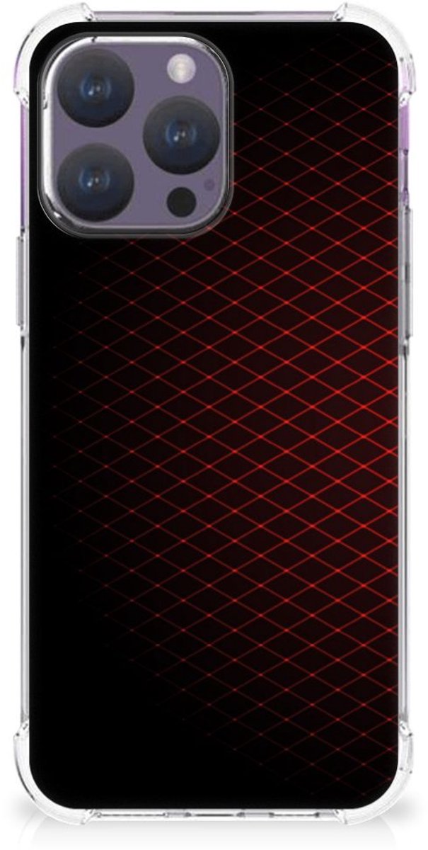 iPhone 15 Pro Max Doorzichtige Silicone Hoesje Geruit Rood