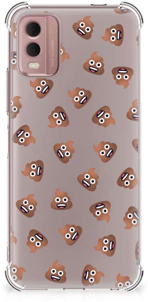 Doorzichtige Silicone Hoesje voor Nokia C32 Poep Emojis
