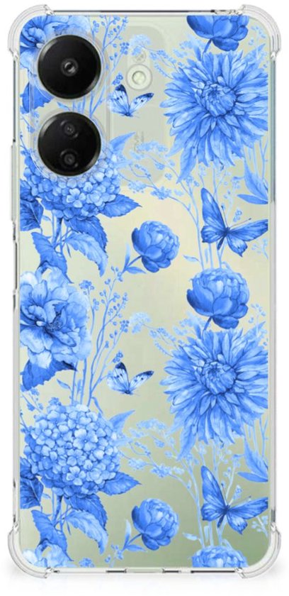 Case voor Xiaomi Redmi 13C 4G Flowers Blue