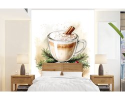 Behang - Fotobehang Winter - Koffie - Warm - Decoratie - Breedte 205 cm x hoogte 280 cm